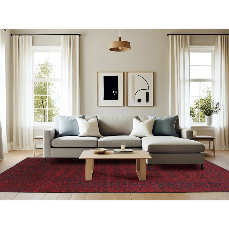 Tapis oriental rouge / bleu marine, Rectangle 6 pi x 9 pi