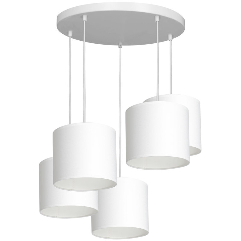 Ajoni 5 - Light Drum Chandelier, White, White