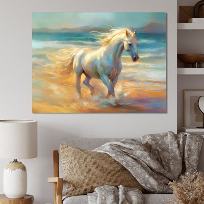 Cheval sur la plage I - art mural cheval