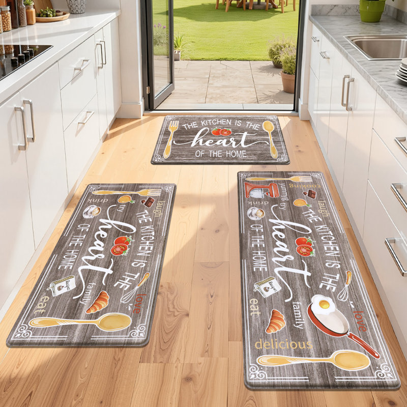 Ensemble de 3 tapis de cuisine Farmhouse, Brun