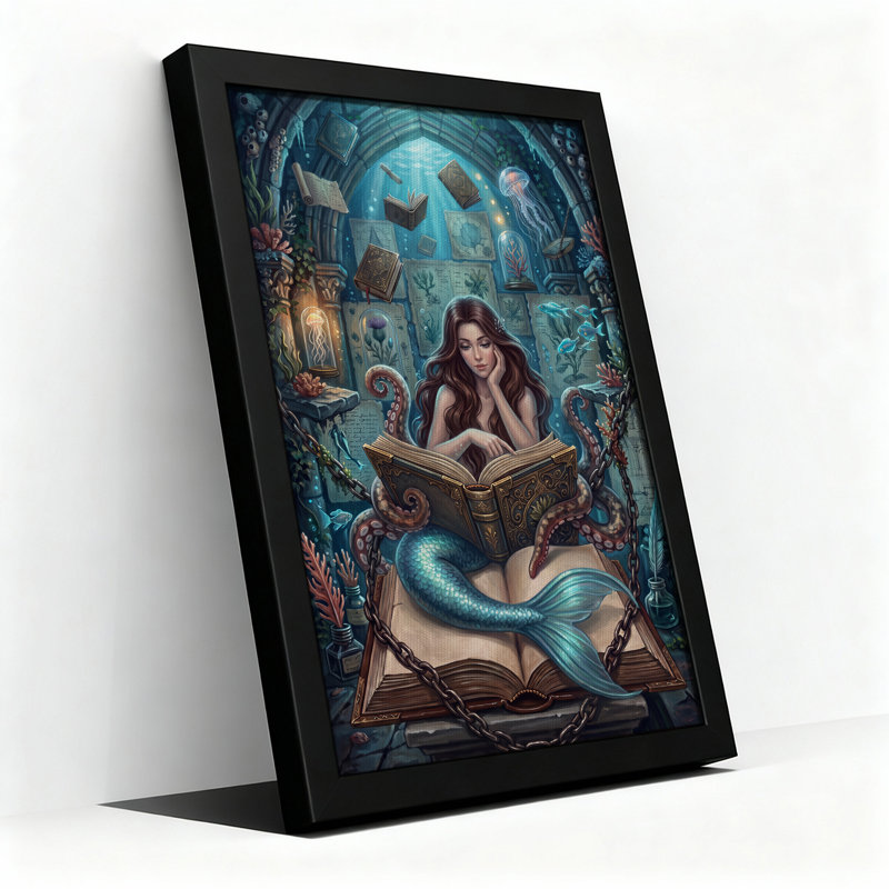 Art mural sur toile, "Mermaid Octopus", H 36 po x l 24 po