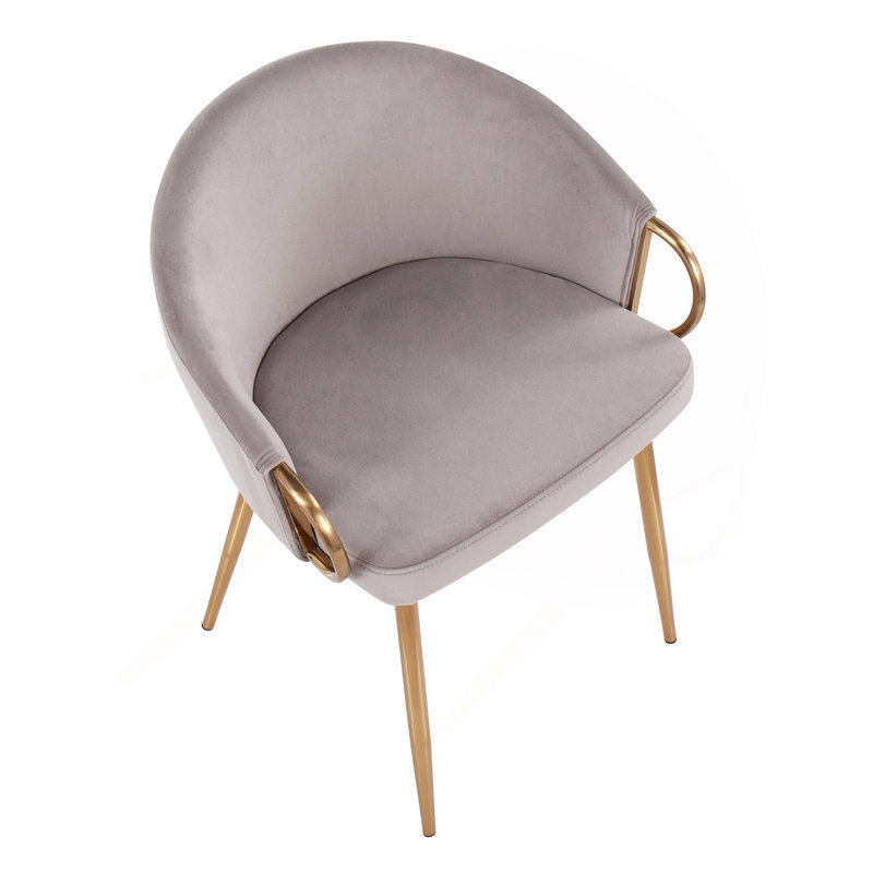 Chaise en métal doré et velours argenté