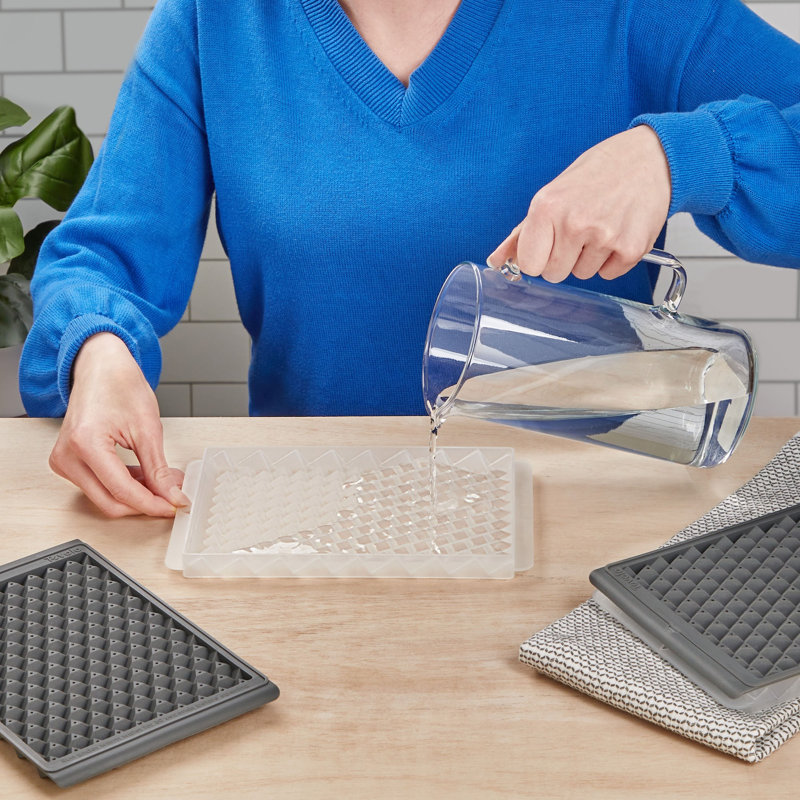 Tovolo Twist and Release Mini Ice Tray Set with Bin and Scoop, 300 Cubes, Charcoal