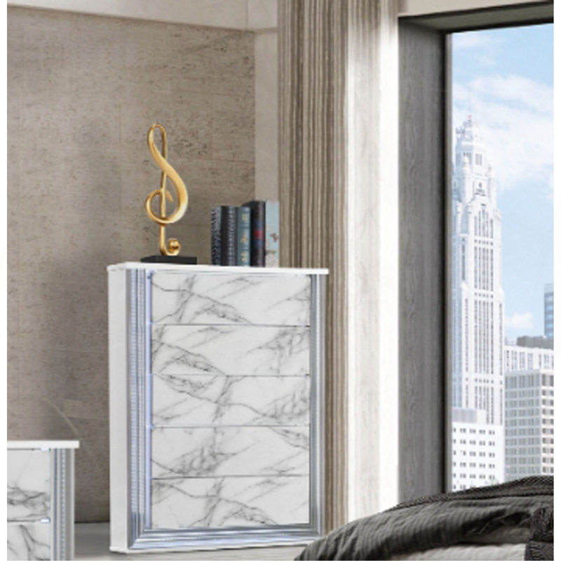 MOON WHITE MARBLE CHEST WITH LED