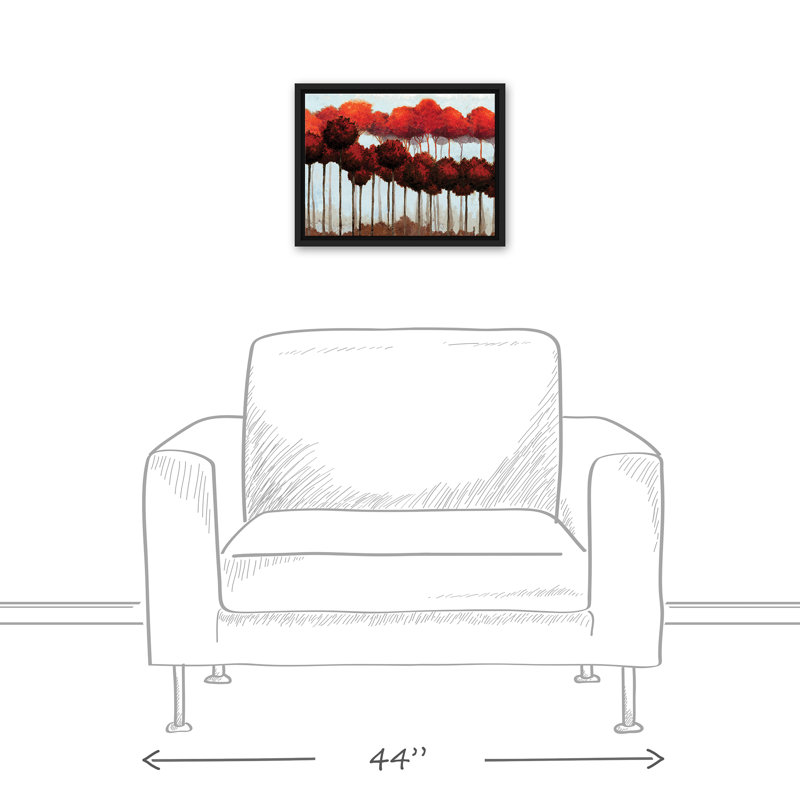 « line trees », reproduction de peinture à l’acrylique sur toile tendue, H 12 po x l 16 po, Cadre noir