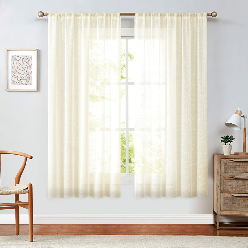 Voilage pour rideaux, Beige, l 52" x L 63"