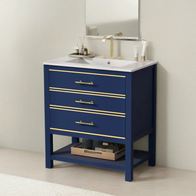 Ensemble de meuble-lavabo simple 30 po avec plateau en céramique Thorkil