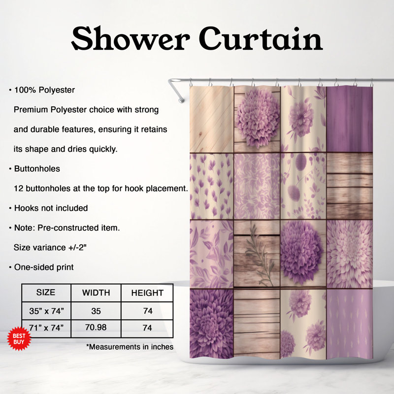 Lavender Fields - Premium Shower Curtain, 74''H x 71''W