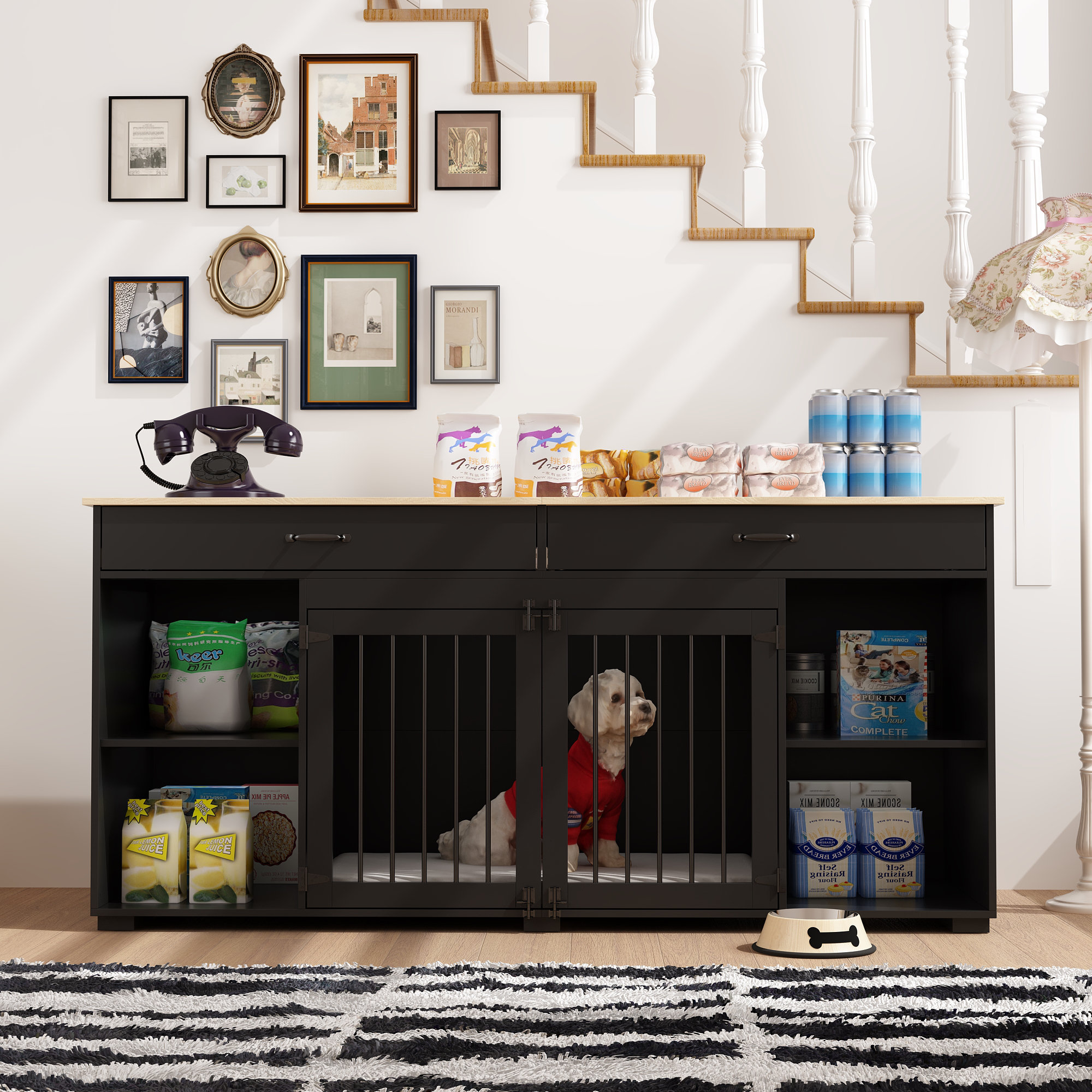 Tucker Murphy Pet™ Two Drawer Four Compartment Two Door Dog Crate | Wayfair