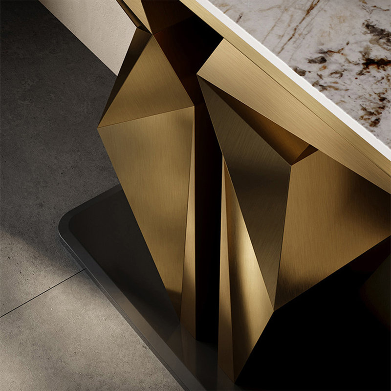 Console rectangulaire en pierre frittée, H 33,46 po x l 62,99 po x P 13,78 po, Doré