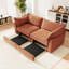 Chenille orange 2 places avec rangement de siège coulissant, coussins enveloppants et passepoil exquis sur les bords avec décoration-121369091