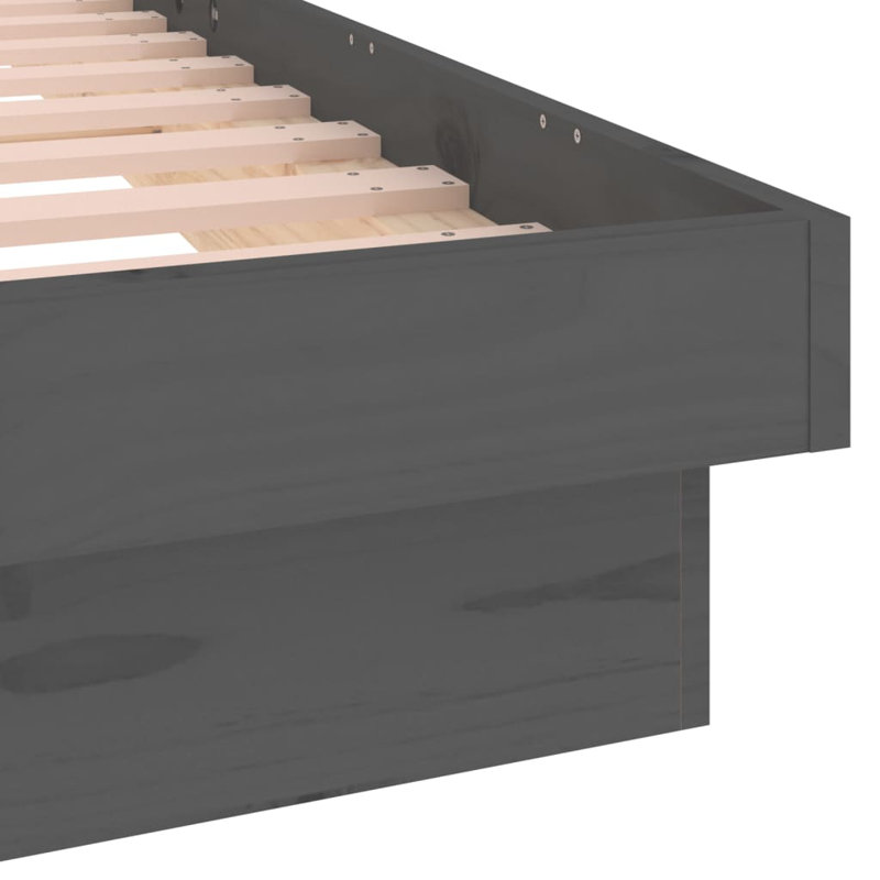 LED Bed Frame Solid Wood, 93.5 x 204cm, White