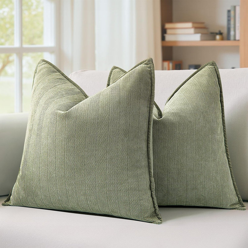Ensemble de 2 housses de coussins décoratifs en chenille, taies décoratives souples 20 po x 20 po, vert sauge