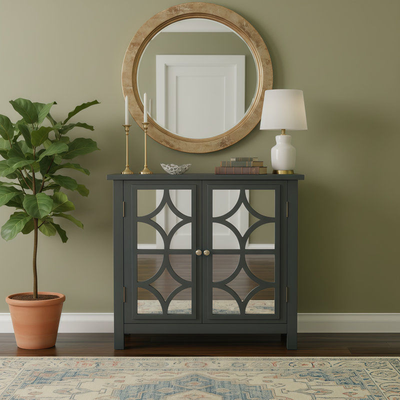 Armoire de rangement de style Mid-Century moderne avec porte miroir et tablette