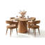 Ensemble de salle à manger moderne 46 po avec 4 fauteuils demi-tonneau en chenille-1750394042-1750394044