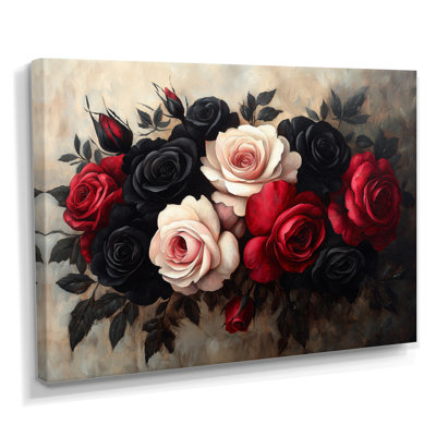 Morlee Midnight Pink Red Roses Bouquet - Roses Large Wall Art