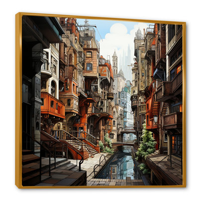 Illustration de dessin d'une ville I sur une impression sur toile