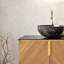 Comptoir à texture 60 po avec armoire diagonale brun chêne, structure en contreplaqué de haute qualité, résistance à l'eau et à l'eau, grand espace de rangement, mécanisme de fermeture en douceur, armoires de salle de bain à plat