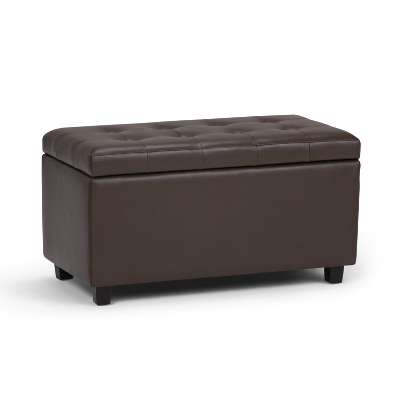 Cosmopolitan 34"W Upholstered Vegan Leather Transitional Rectangular Lift-Up Storage Ottoman Bench with Hidden Storage