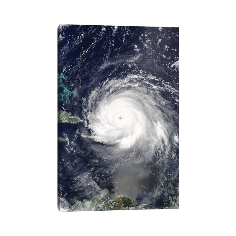 Satellite View of Hurricane Irma over Puerto Rico and Hispaniola 1 Piece Wrapped Canvas Wall Art, 30.48 cm H x 45.72 cm W