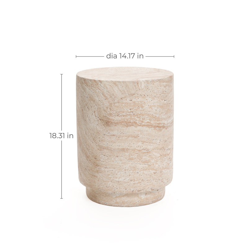 Table d'appoint Faux Travertine MgO,  Rond texturé,  H 18,31 po x l 14,17 po x P 14,17 po 