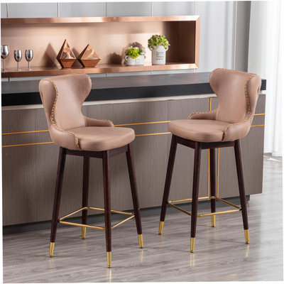 Delasia Upholstered Velvet Counter Stool with Solid Wood Frame