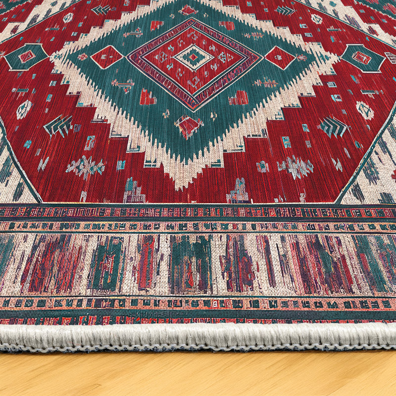 Moroccan Collection Digital Print Cotton-Polyester Rug, Rectangle 6'7" x 11'6"