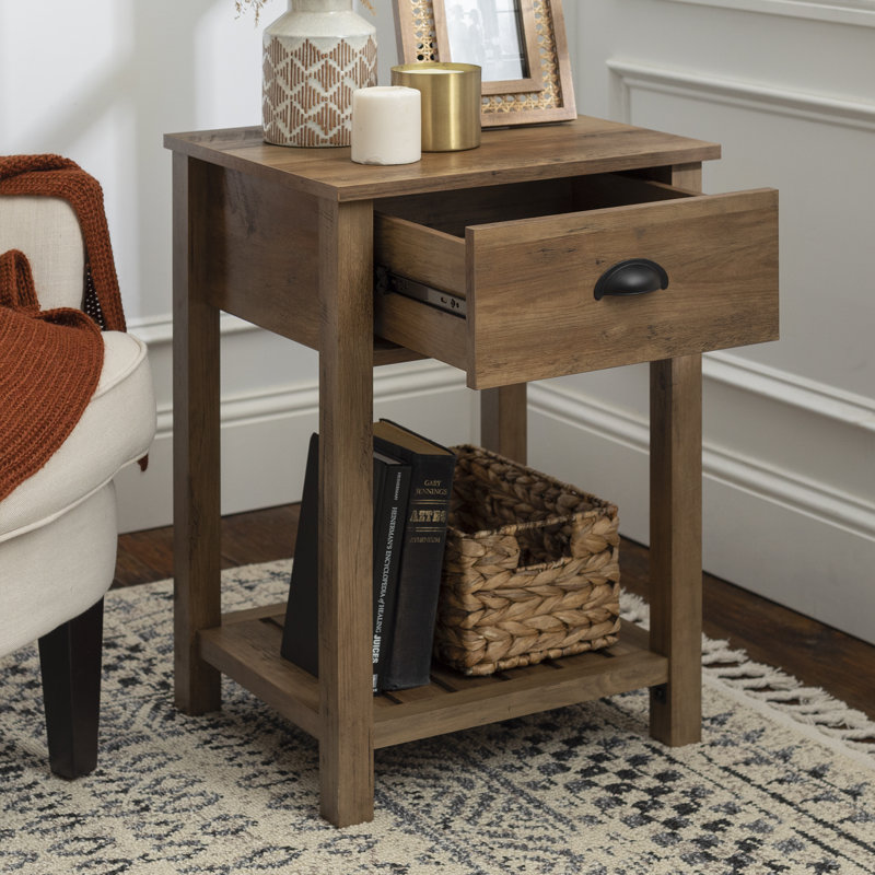 Cadhla 1-Drawer Nightstand with Open Shelf, Barnwood