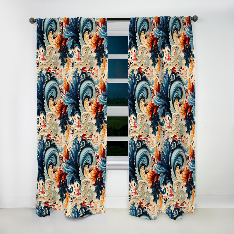 Tribal Fusion Marble Motif III - Rideau obscurcissant en marbre abstrait - 1 panneaux, L 52 po x L 63 po