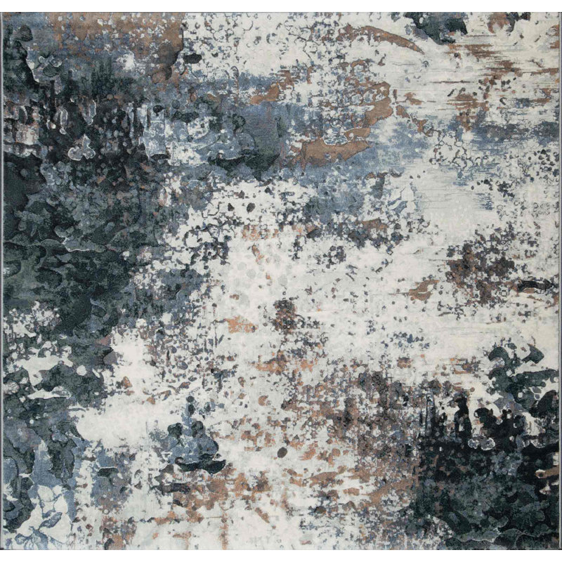 Abbingt Machine Woven Blue Indoor Rug, Square 200cm