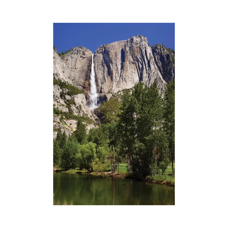 Usa, California, Yosemite National Park. Yosemite Falls And Merced River Landscape. 1 Piece Wrapped Canvas Wall Art