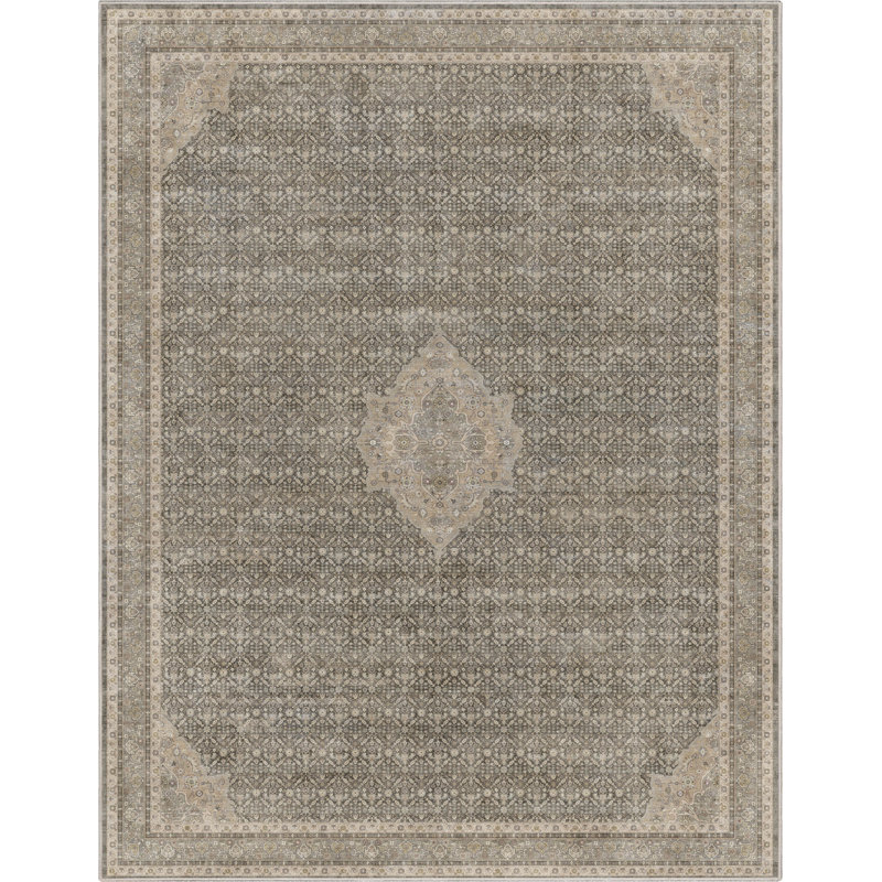  Tapis oriental gris / beige Asha Lilith, Rectangle 7 pi 7 po x 9 pi 10 po