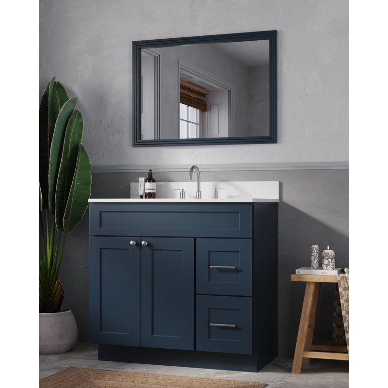 Ensemble de meuble-lavabo simple 36 po Chrisna, Bleu