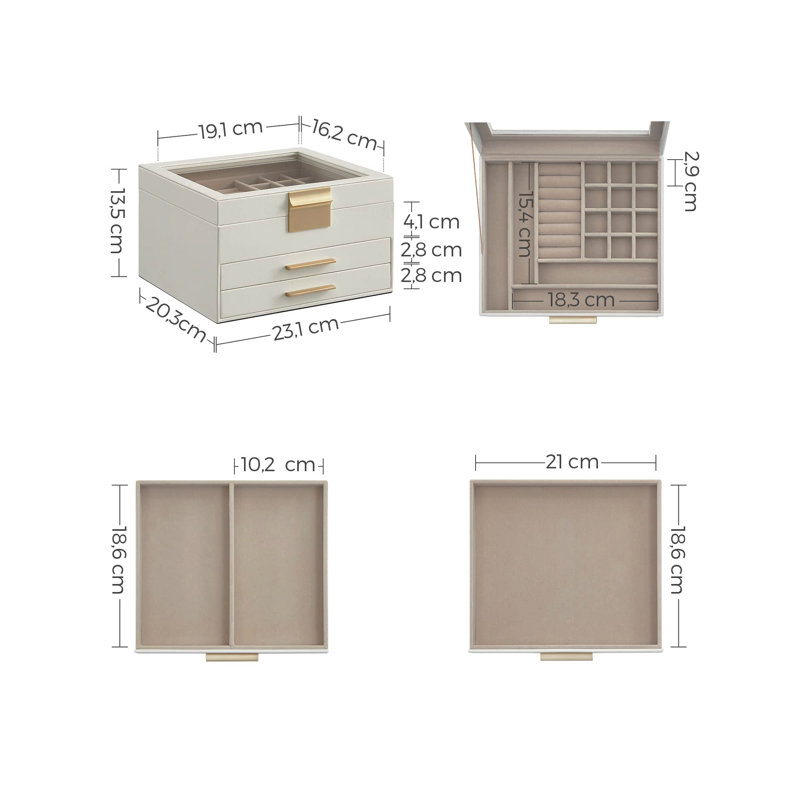 Wood Jewellery Box, White/Golden