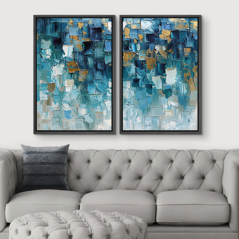 Abstrait coloré, coups contemporains, illustrations bleues, art moderne, décor nordique, Noir, noir, noir, noir