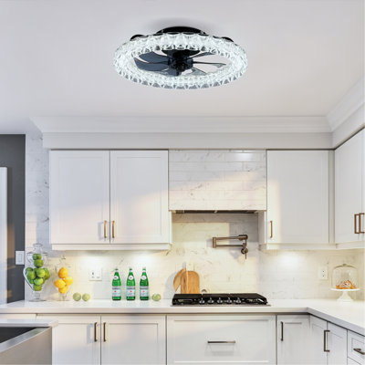 Ventilateurs de plafond Galaxy avec ensemble, source de lumière DEL et télécommande, ventilateur DEL encastré moderne à intensité variable 3000-6500K, 6 vitesses, moteur à courant continu silencieux pour le salon, la chambre à coucher, la cuisine - noir mat