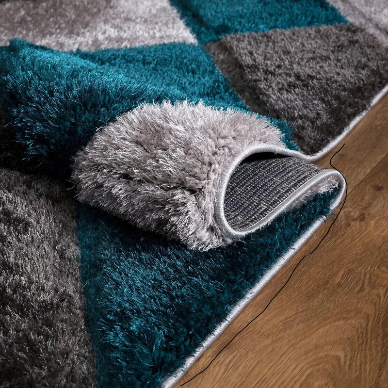 Geometric Shag Area Rug, Rectangle 200 x 290 cm