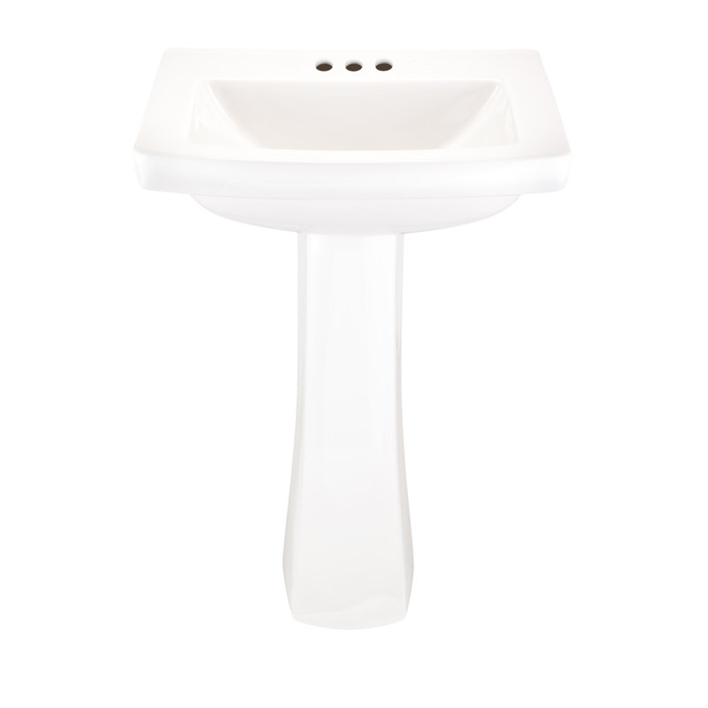 Lavabo de salle de bain rectangulaire en porcelaine vitreuse blanche avec trop-plein, Centres de 4 po