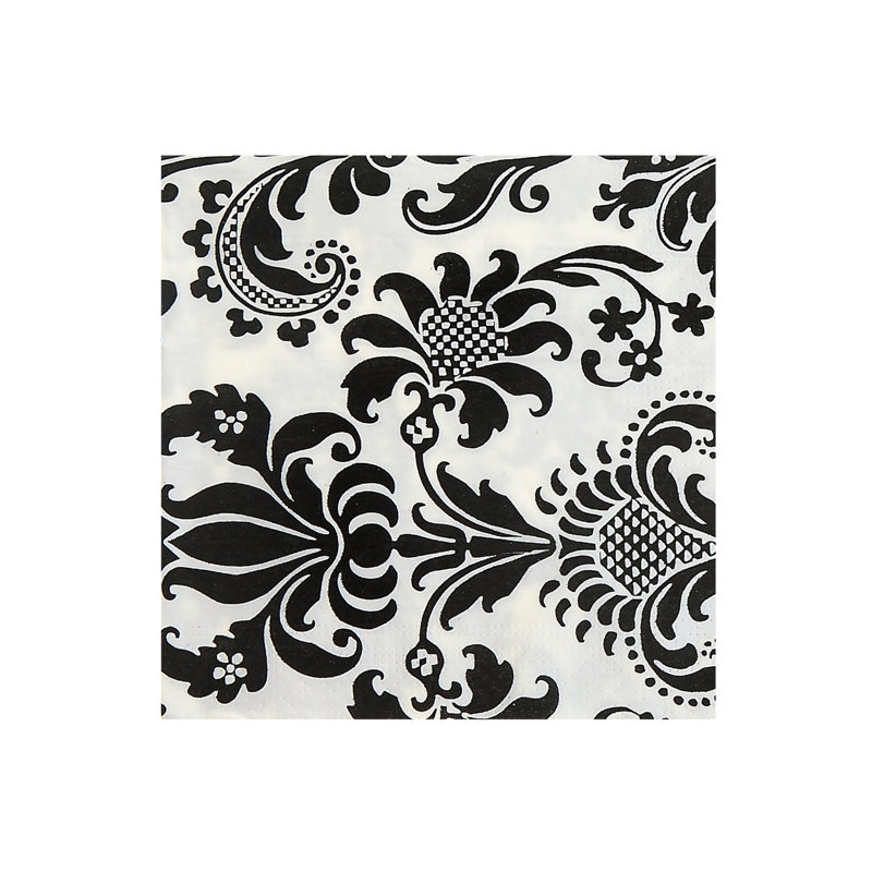 Serviettes de table en papier de base florales noires jetables