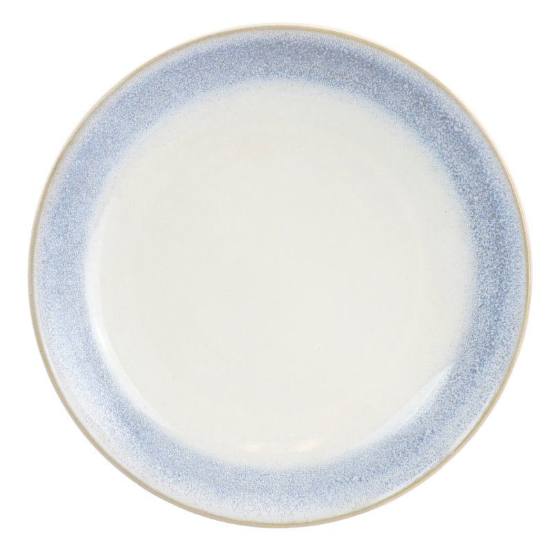 8.25" Off-White and Blue Ceramic Salad Plates, Set of 6