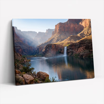 «Gallery Wrap», art mural sur toile pour le salon, la chambre à coucher, le bureau ou le vestibule - décoration murale décorative avec cascade de montagne