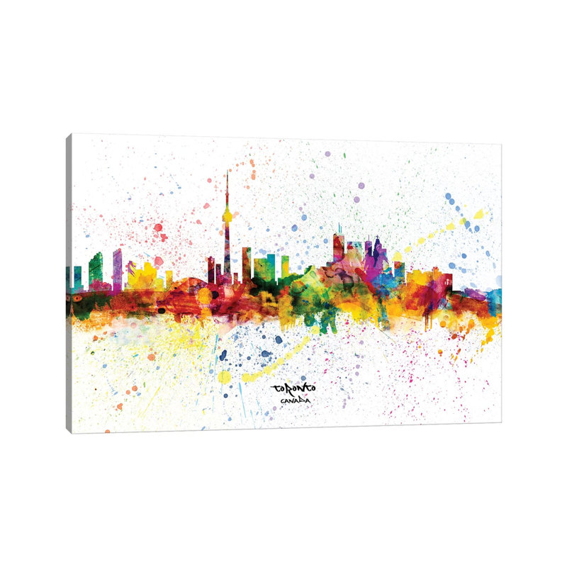 Toronto Canada Skyline Splash by Michael Tompsett - Wrapped Canvas Print, 152.5 cm H x 101.5 cm W