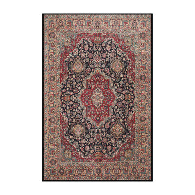 Tapis décoratif rouge à motif oriental Jamie-Lee