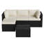 Canapé d'angle modulaire de 5 pièces en résine tressée pour terrasse, avec pouf et coussins-965133866