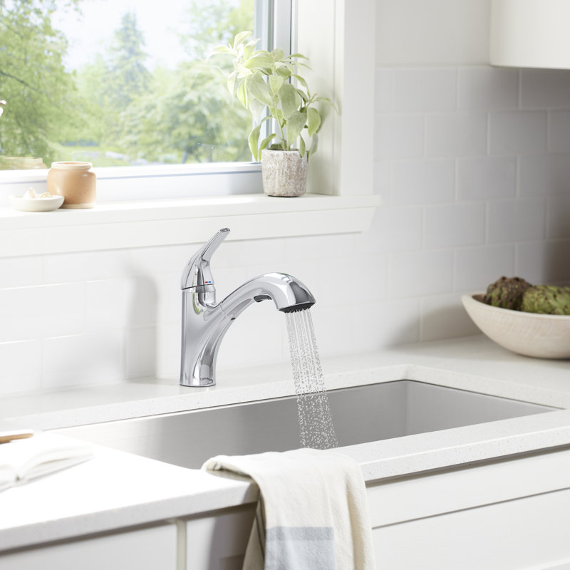 Jolt Single-Handle Pull-Out Kitchen Sink Faucet With Two-Function Sprayhead, Polished Chrome