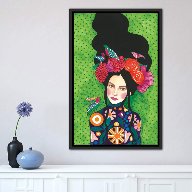 «Best Kept Secret» par Hülya zdemir - impression d'art graphique, H 26 po x l 18 po x 1,5 po, Toile avec cadre noir patiné