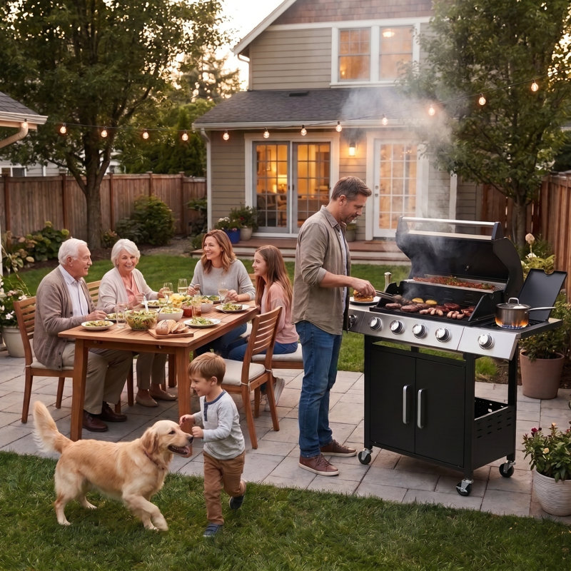 Barbecue au gaz propane à 4 brûleurs avec brûleur latéral