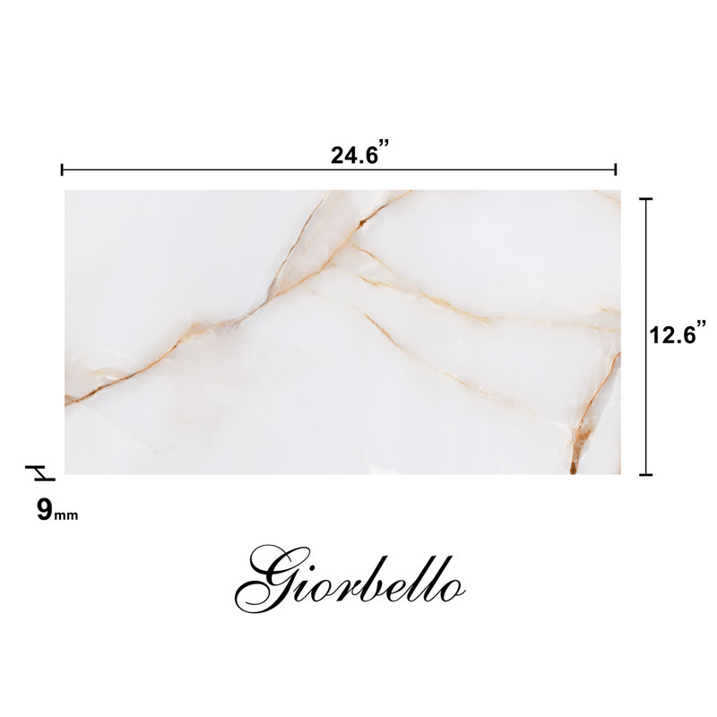 Carreau de porcelaine de plancher et de mur en porcelaine Calacatta de 12 po x 24 po aspect or espagnol espagnol Oriva (5 pièces, 10,76 pieds carrés / caisse)