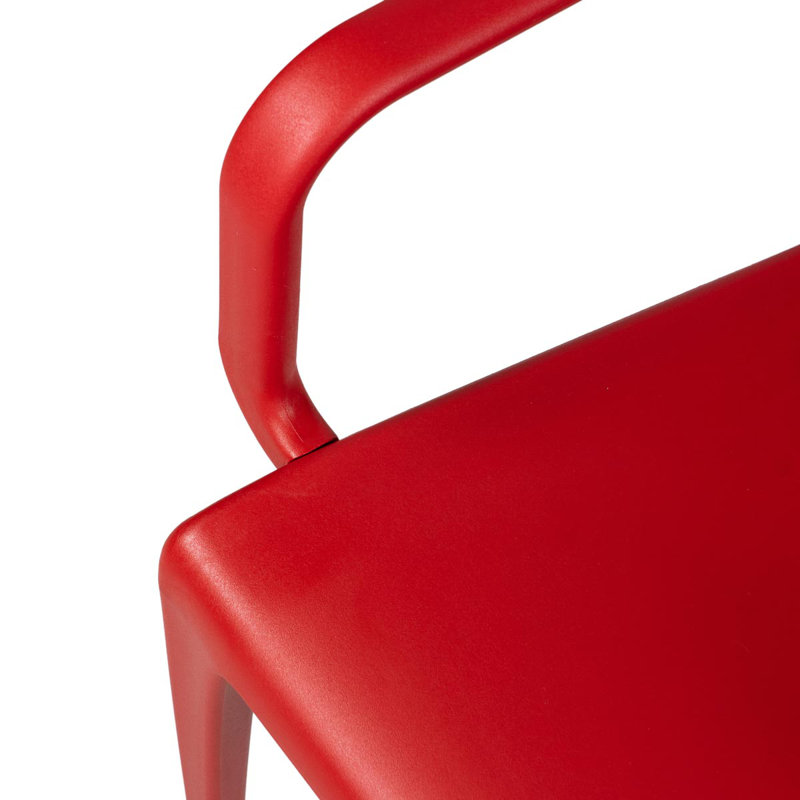 Geralde Stacking Patio Dining Armchair with Cushion, Cherry