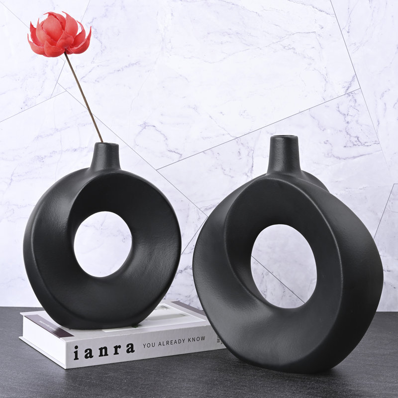 Franklynn 2 Piece Ceramic Table Vase, Black